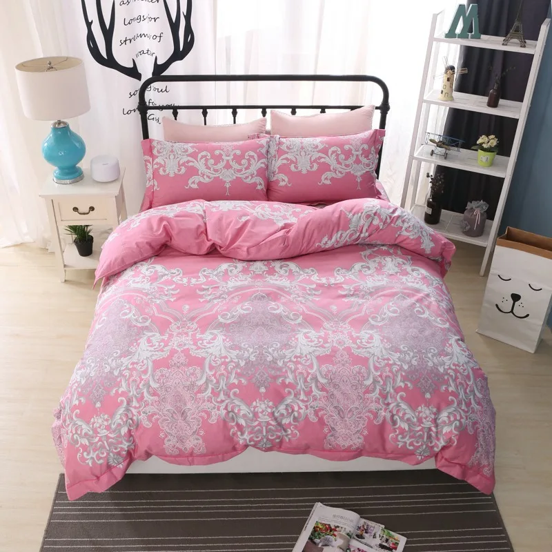 

TUTUBIRD Pink Boho Bohemian bed linen sheet bedclothes 100% cotton floral style duvet cover 4pcs queen size pillowcase