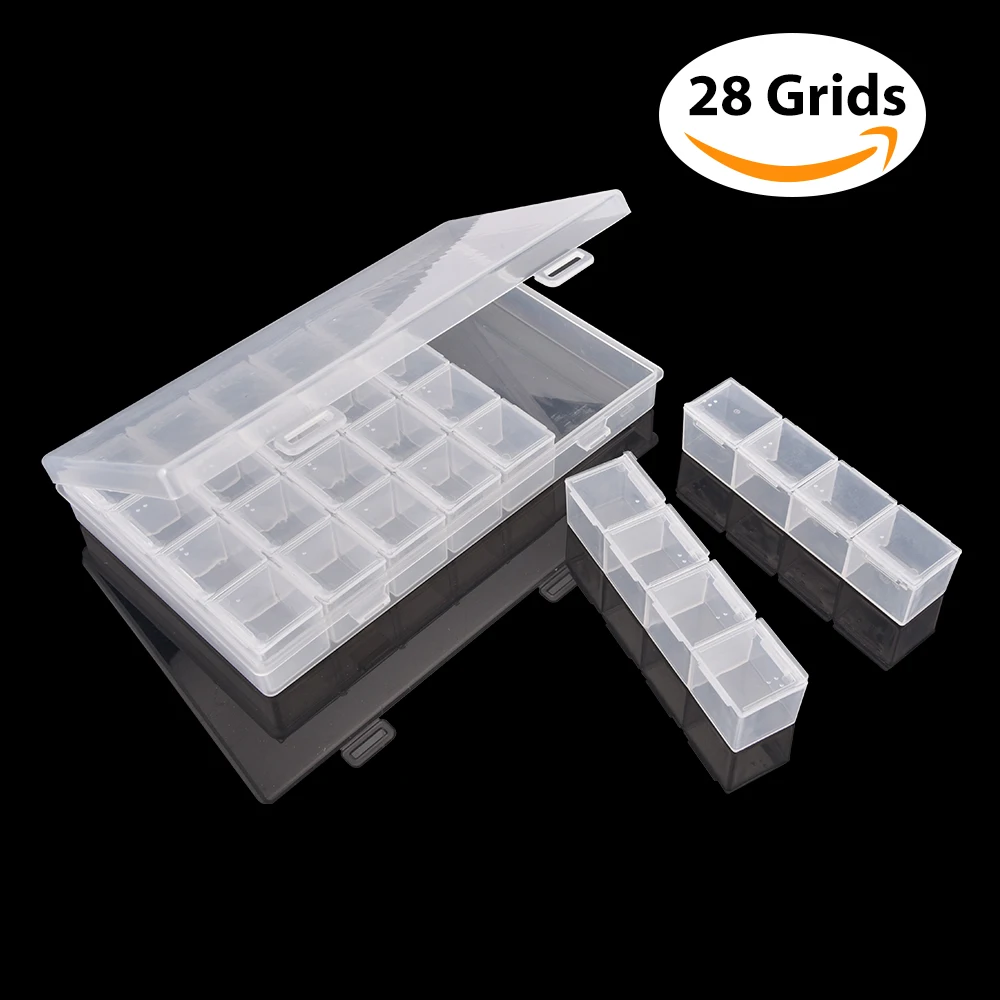 

28 Grids/ 12Grids Plastic Box Diamond Painting Tool Container Organizer Medicine Case Jewelry Storage Embroidery Storage Case