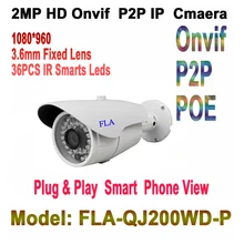1080 P HD-IP PoE Red Bullet Cámara de Seguridad 3.6mm Lente Gran Angular Casa/Negocio de Video Vigilancia Al Aire Libre IP66 36x IR Led