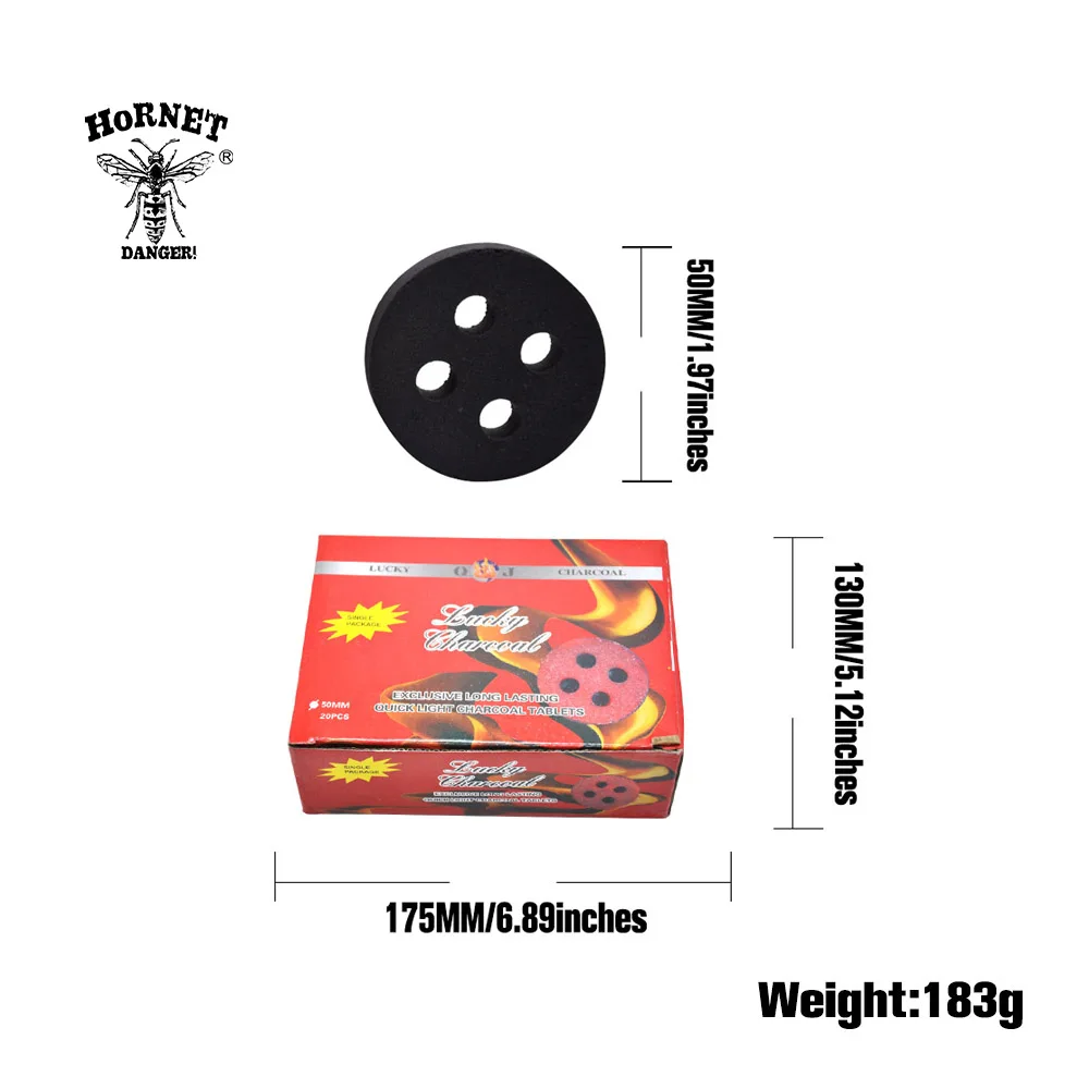 HORNET Лаки Круглый ученик-образный уголь для кальяна Быстросохнущий долгое время 4 круглого отверстия сжигает более полностью Чича уголь