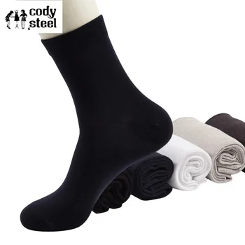 

Cody Steel Solid Color Mens Business Sock Bamboo Fibre Fashion Socks Male Casual In Tube Socks Brand Man 3pairs/lot