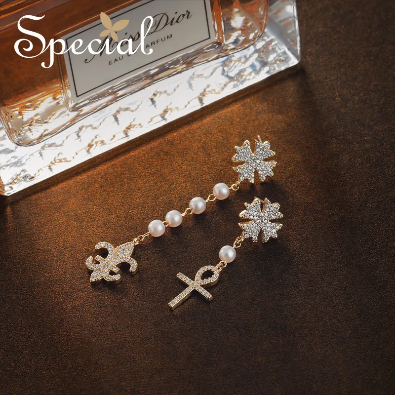 

Special New Vintage Cross Stud Earrings 925 Sterling Silver Ear Pins Rhinestones Earrings Jewelry Gifts for Women S2705E