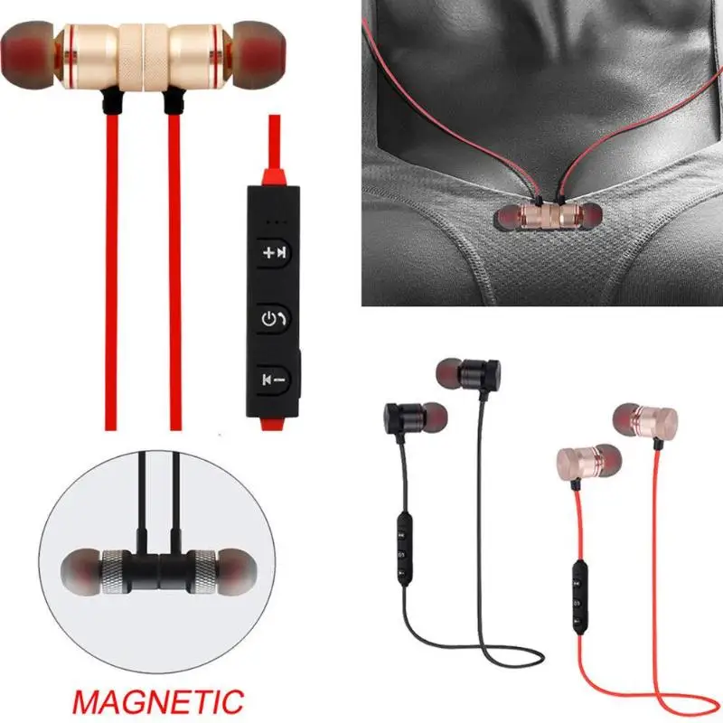 

XT6 Wireless Headphone Bluetooth 4.1 Earphone Metal Magnetic Sport Sweatproof Stereo Magnet Headset Internal USB charging cable