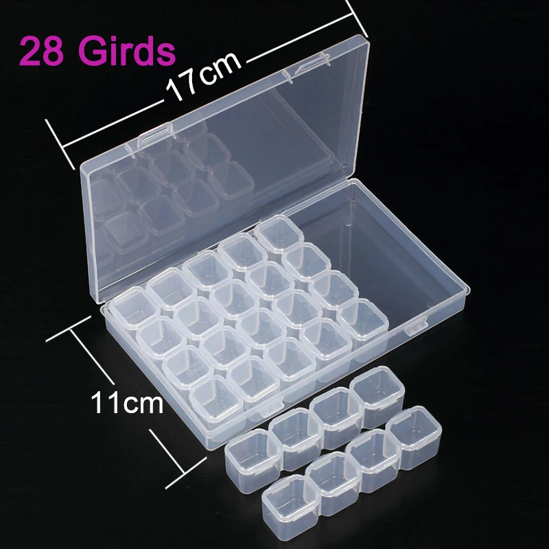 

28 Lattices Diamond Embroidery Box Diamond Painting Accessory Case clear plastic Beads Display Storage Boxes Home Storage