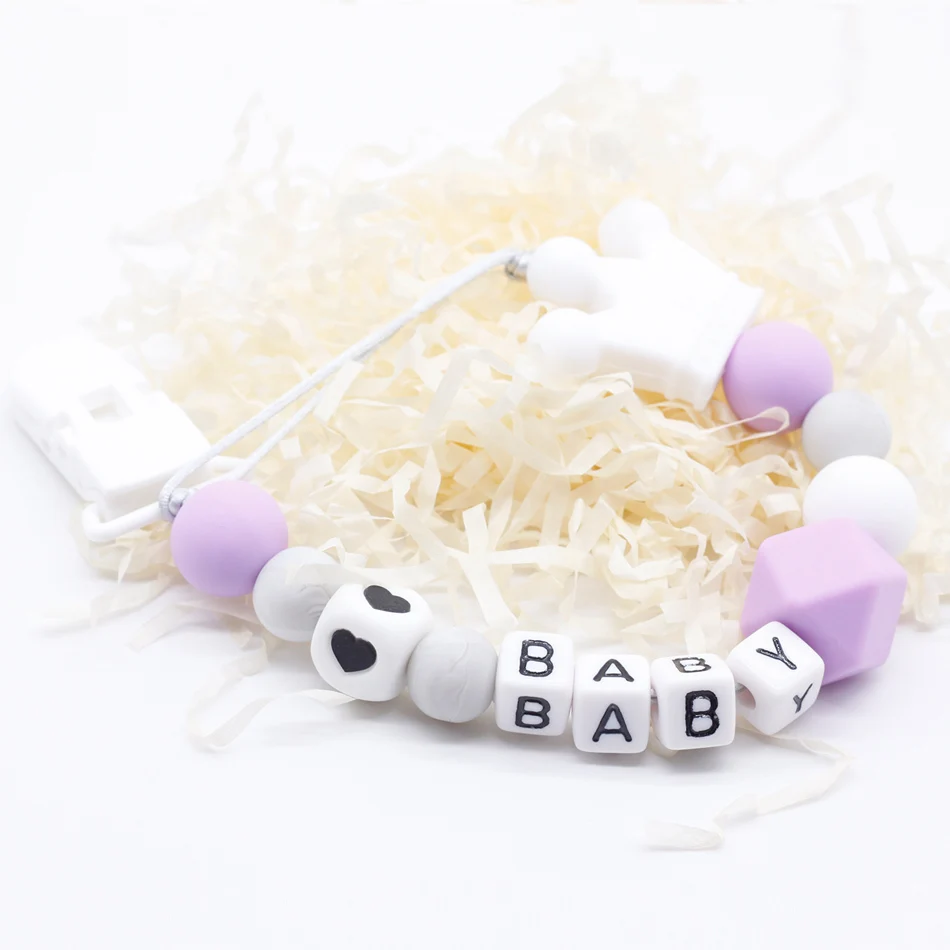 Harga Personalized Nama Silikon Teething Dot Klip dengan Aman ABS Manik manik Silikon Dot Pemegang Gantungan untuk Puting Susu Bayi Mengunyah Mainan