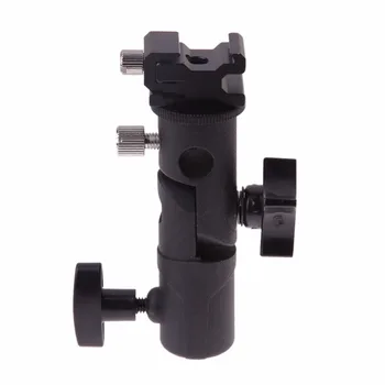 

E Type Universal Metal Flash Hot Shoe Speedlite Umbrella Holder Light Stand Bracket With 1/4" to 3/8" screw mount swivel adapter