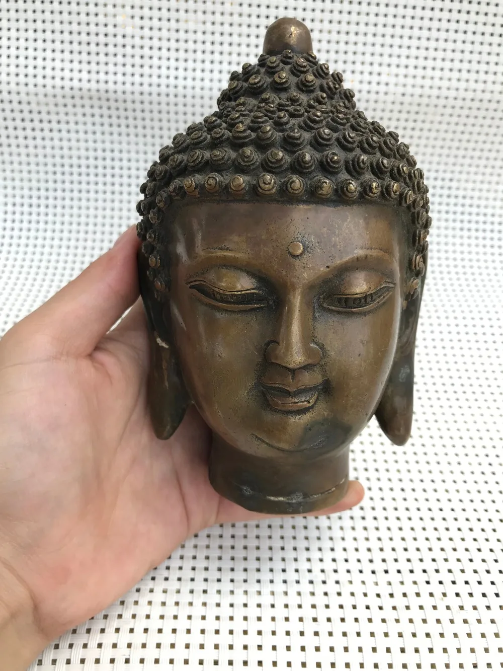 Chinese Buddhism classic Copper Statue Sakyamuni head portrait Buddha statue Home Decorationsin