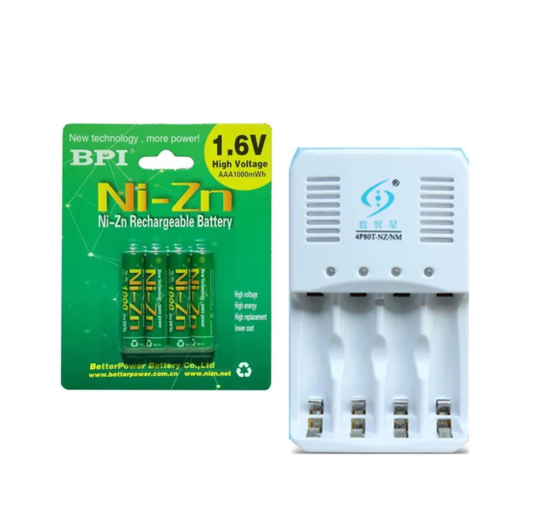 

4 Pcs 1.6v AAA 1000mWh rechargeable battery nizn Ni-Zn aaa 1.5v rechargeable battery set +1 pc AA/AAA charger