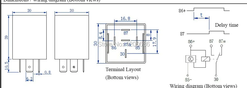 30A автомобильное 24V 5 Pin 10 секундное реле времени задержки