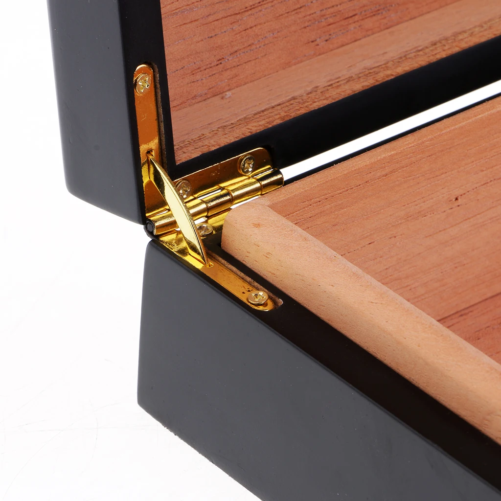 Испанский кедр Деревянный сигары Humidor W/увлажнитель гигрометр коробка для сигар черный