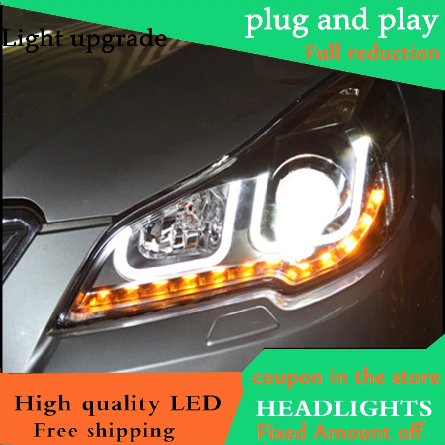 Cheap Car styling case for Subaru Outback 2010-2014 Headlights LED Headlight DRL LED lens headlamps HID Xenon turnlight running light 1