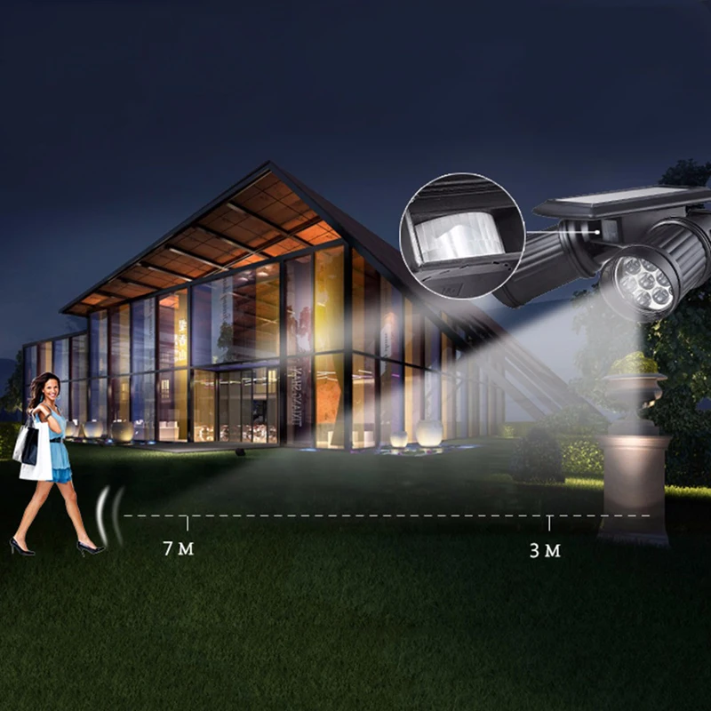 Solar Powered Lights with Motion Sensor Lamp Dual Head Spotlight Led Solar Lamps 14LEDs Wall Light for Yard Garden Auto OnOFF (28)