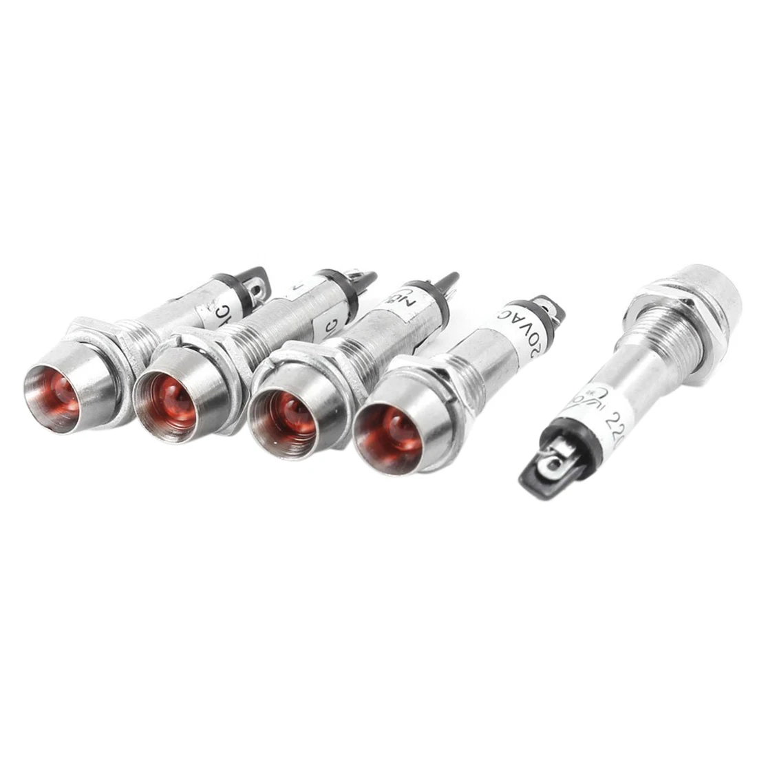 

AC 220V Red metal LED lamp light pilot signal indicator 5 pieces