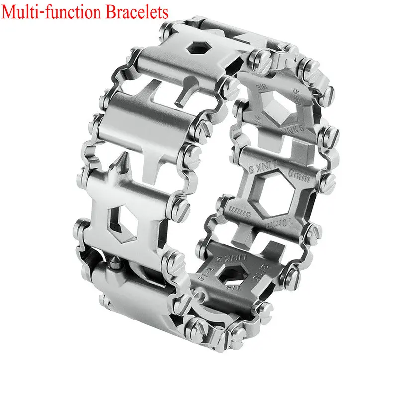 

29 in 1 Functions Tread Bracelets for Mens Stainless Steel Camping Wearable Screw Driver Bracelet With Best Selling 2018 Product