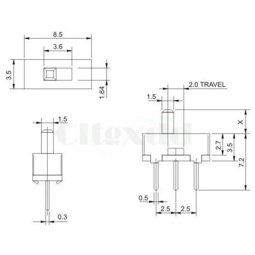 Cltgxdd 20 шт. SS12D00G5 тумблер 2 положения SPDT 1P2T 3 Pin прерыватель ВКЛ ВЫКЛ PCB панель Мини