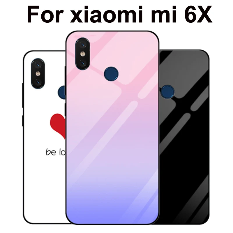 Чехол 5 99 дюйма для xiaomi mi 6X однотонный чехол накладка из закаленного стекла mi6X с градиентом чехлы телефонов Mi6