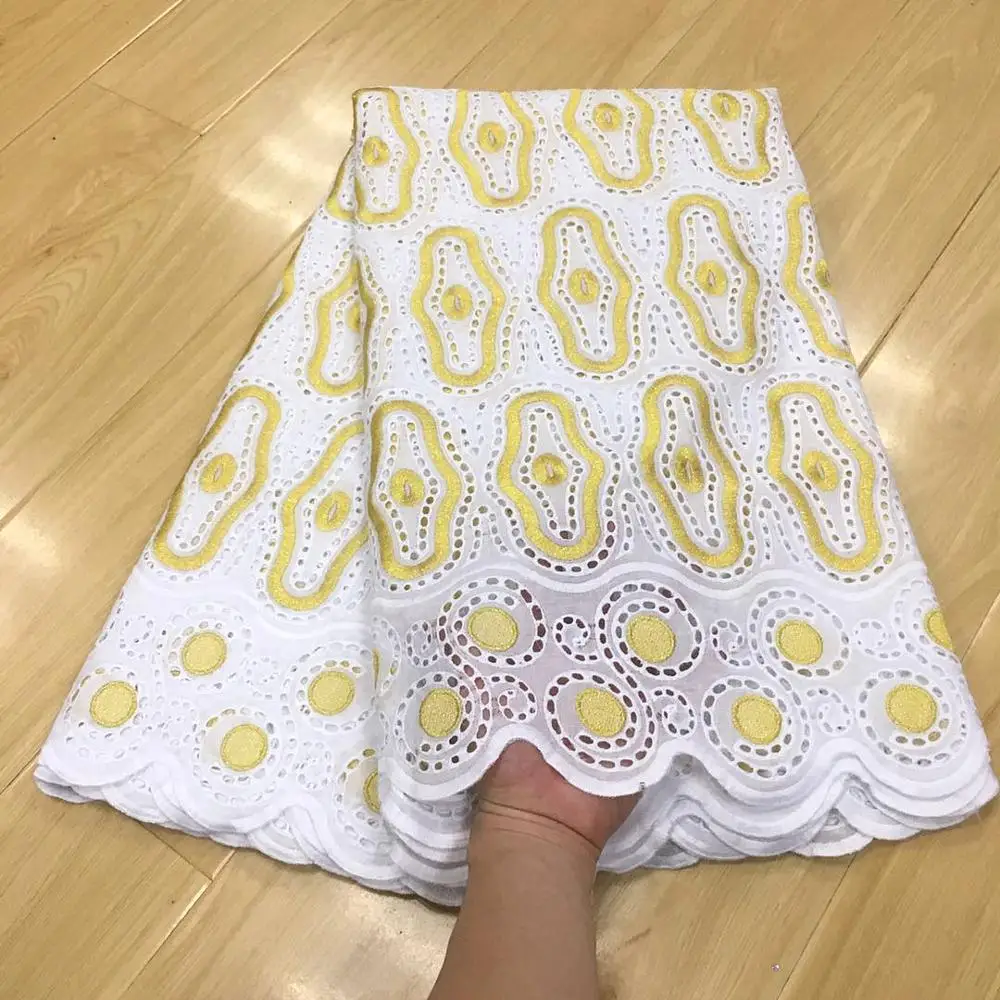 

2019 NEW African Net Lace Fabric 100% Cotton Embroidery High Quality Swiss voile Lace Fabrics For Wedding Dress 5Yards/Lot A2223
