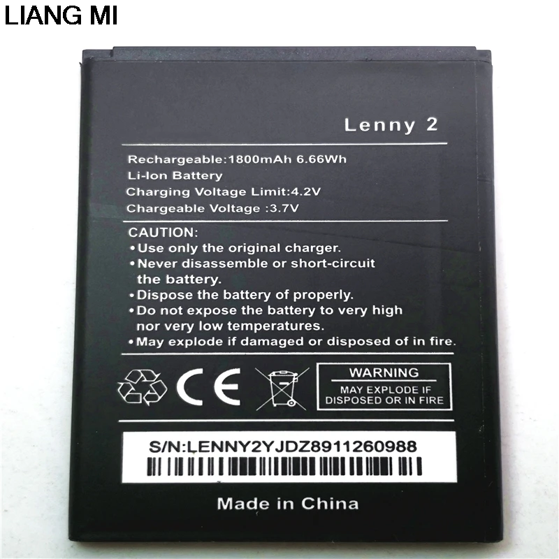 

cell phone Battery For Wiko Lenny 2 3.7V 1800mAh High Quality Phone Replacement Batteries Bateria with phone stander for gift