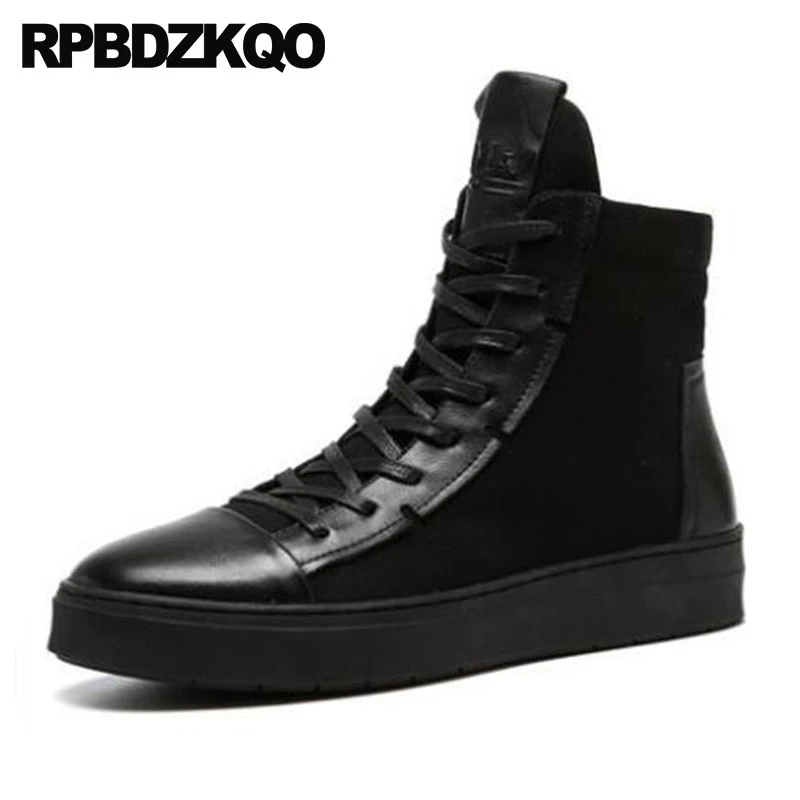 Black leather trainer boots Clearance
