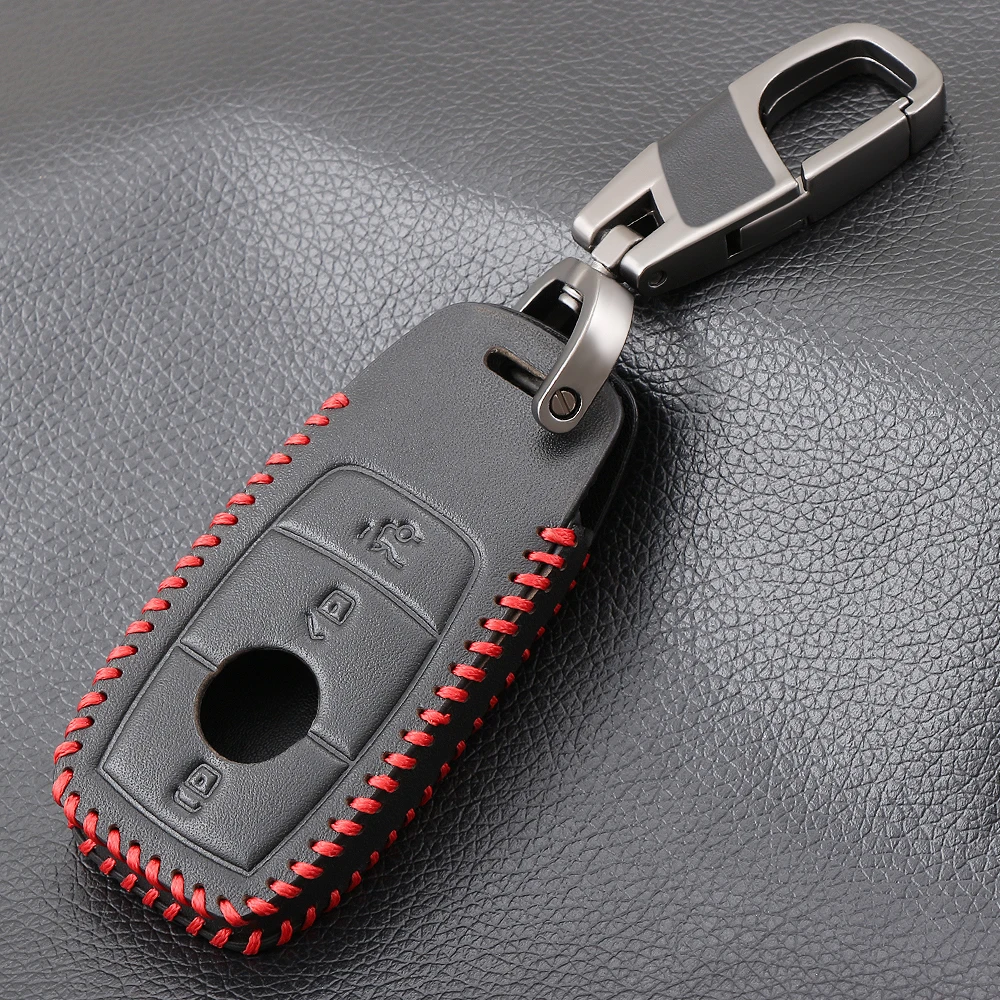 Genuine Leather Car Key Case For Mercedes Benz E Class W213 key Chain Ring Cover Car Styling