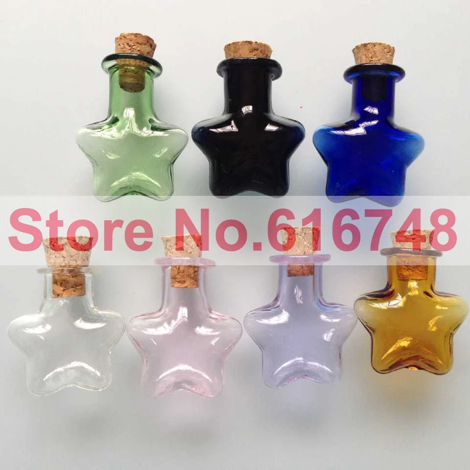 20PCS 2ml star shaped multi colored decorative corked glass bottles