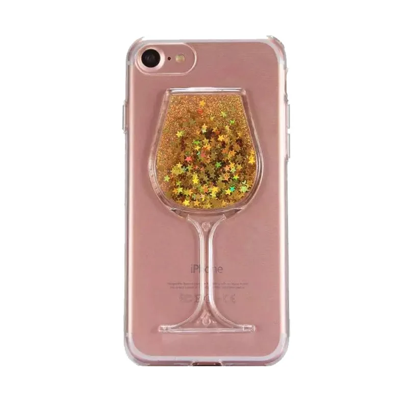 

For Samsung Galaxy S8 S8 plus S9 S9 plus Grand Prime C9 C7 C5 TPU Back Cover Glitter flowing quicksand Wine Glass Slim tpu Case