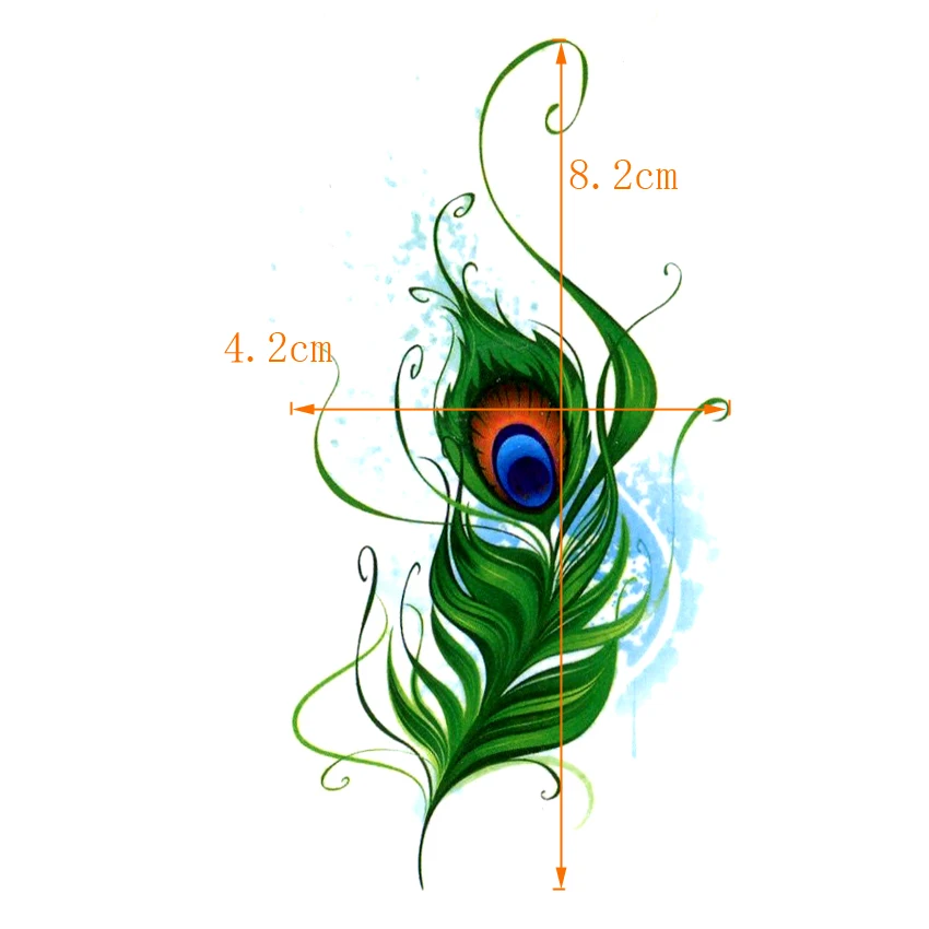 Павлиньими перьями Водонепроницаемый временная татуировка Стикеры штаны с фальш-вставкой, Красота Павлин Феникс глаз флэш-тату набор для макияжа бровей, тату