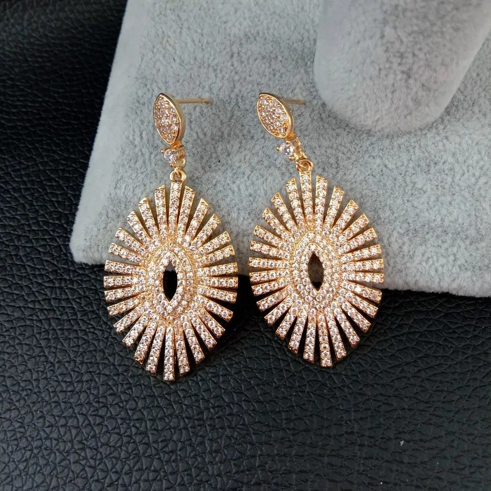 

E113121 Yellow Golden Plated Cz Pave Marquise Post Earrings