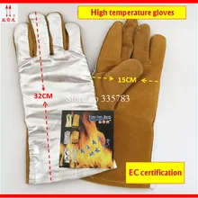 500 градусы высокой температуры перчатки ладони воловьей задней части руки алюминиевой фольги анти-скальдинг рабочие перчатки megathermo сварочные перчатки