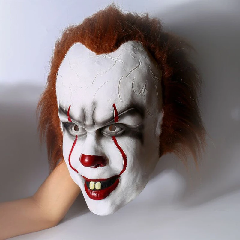 Halloween Pennywise Costume en caoutchouc Stephen King IT 2017 effrayant Clown masque hommes Cosplay Prop enfants jouet truc ou traiter