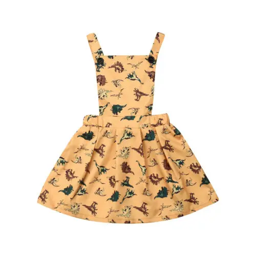 

Pudcoco Newborn Baby Girl Summer Dress Yellow Cute Sleeveless Backless Cartoon Dinosaur Print Holiday Suspender Sundress Clothes