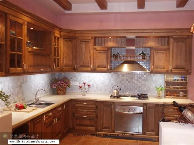 Best Quality classic oak wood kitchen cabinet(LH-SW027) Best Quality classic oak wood kitchen cabinet(LH-SW027)