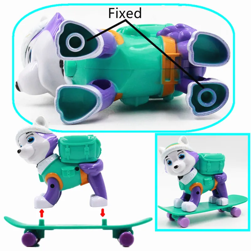 New Paw Patrol Everest Dog Skateboard Puppies Can Be Deformed Patrol Patrulla Canina PVC Doll Toys Action Figure Model Toys