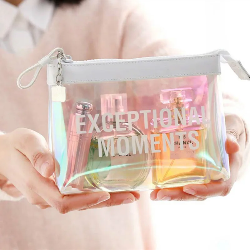 Womens Holographic Transparent Makeup Laser Bag Fashion Mini Purse Wallet FM 