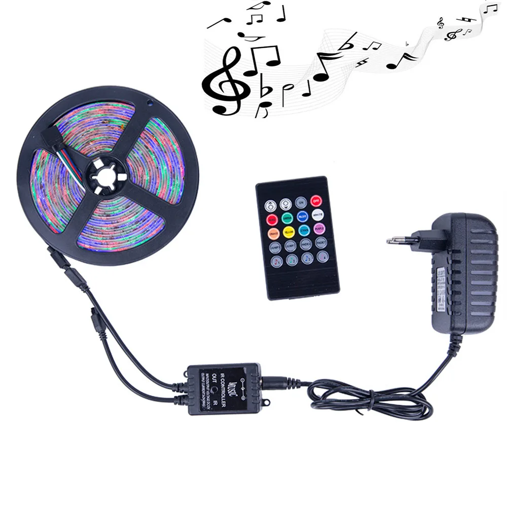 

LED Strips Light 300LED 2835 SMD Music Rhythm Sound Activated LED IP65 RGB 12V Control use for Party Wedding Holiday Kids Car