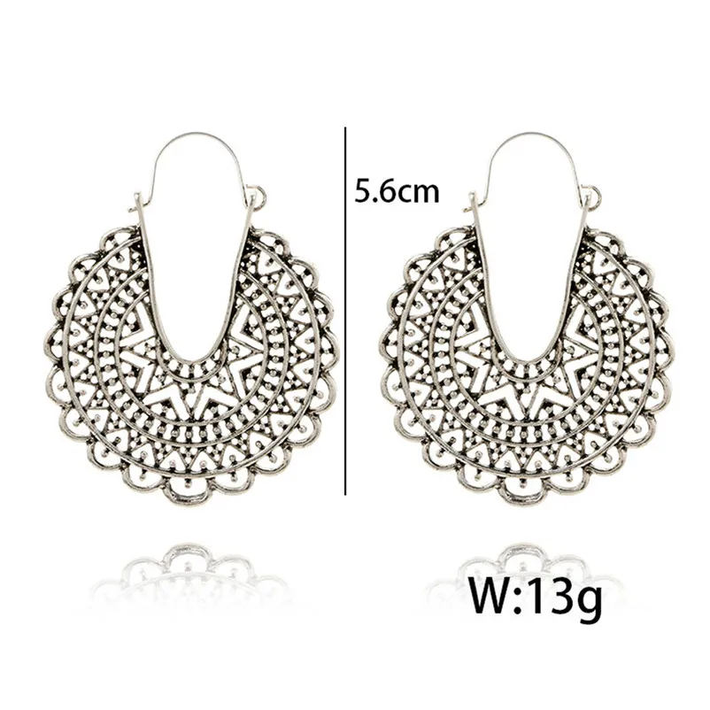 2018 Fashion Earrings for women Boho Lotus Earrings Ethnic Enamel Vintage Hoop Earrings Jewelry Gift Boucle d'oreille 5Y24#N (1)