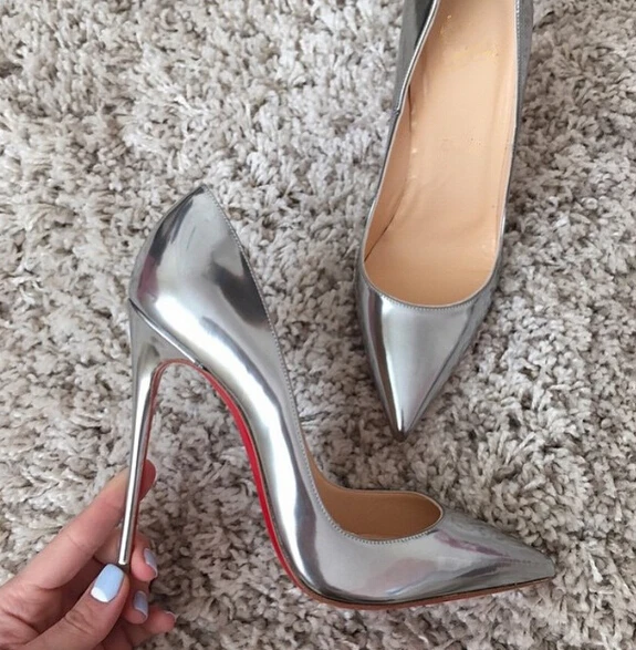 silver mirror shoes