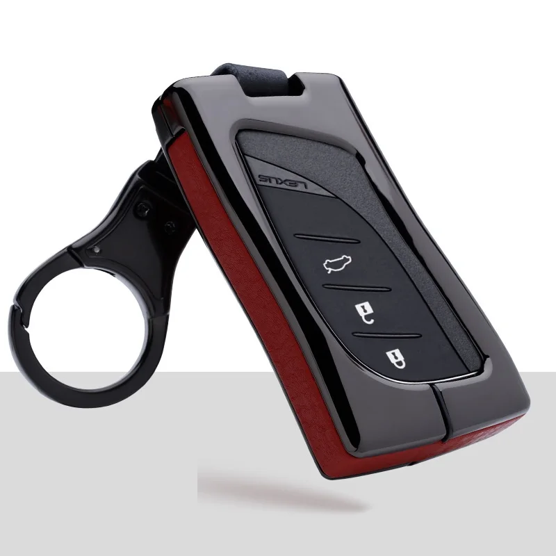 

Car Galvanzed Alloy&Leather Key Chain Holder Case Cover For Lexus 2018 ES300h ES350 ES200 ES260 LS350 LS500h Fob Key Car-Styling