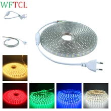 

Luz de tira del LED 220 SMD5050 60leds/M IP67 Waterproof Led flexible Tape 1M/2M/3M/4M/5M/6M/7M/8M/9M/10M/15M/20/25 + Power Plug