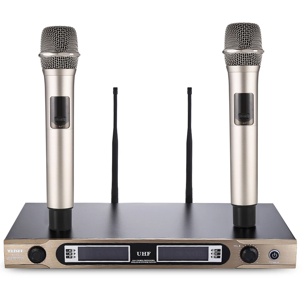 

WEISRE U - 3316 Portbale microphone 720 - 770MHz UHF Dual Channel Transmitter Karaoke Wireless Handheld Microphone Set
