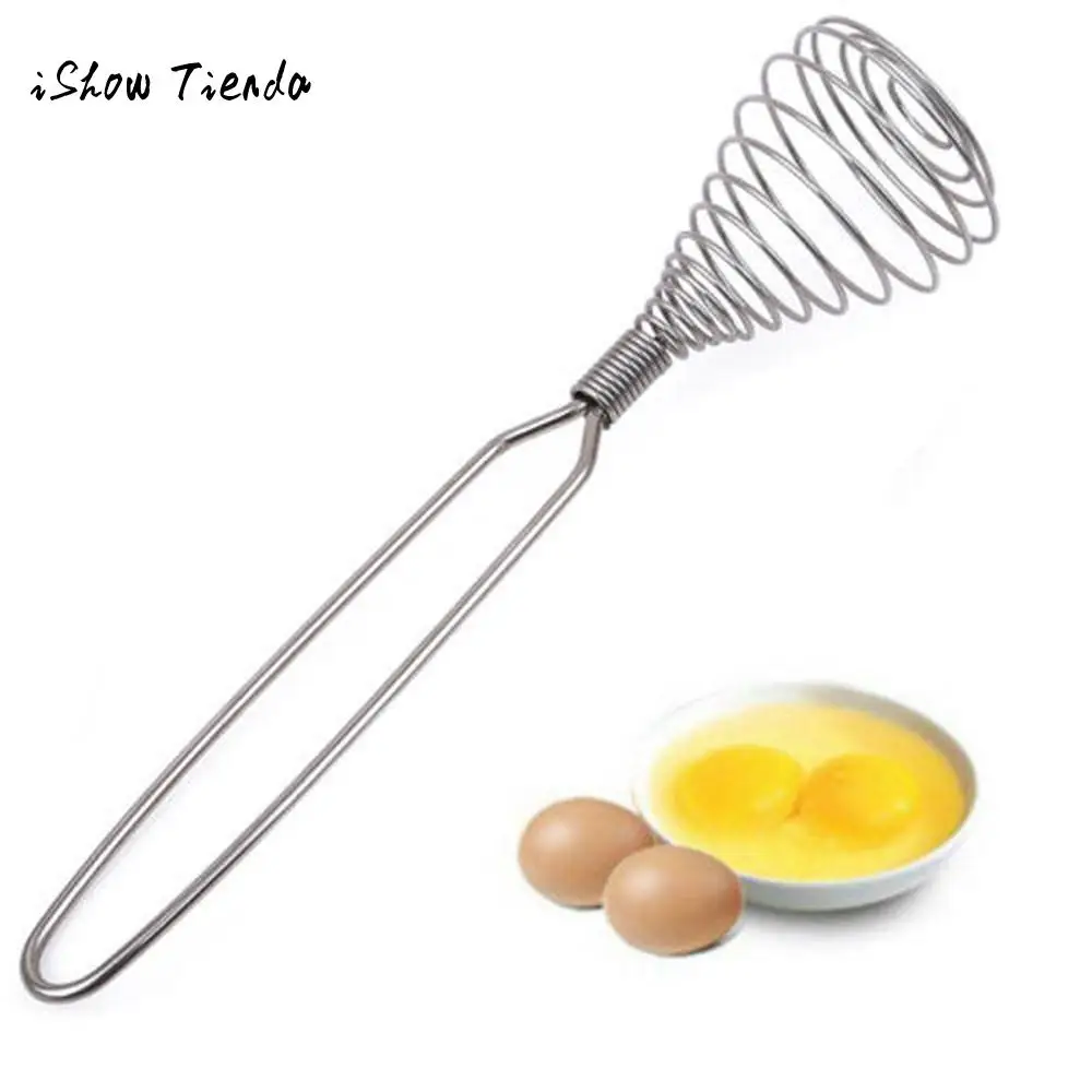

Manual Egg Beater Spring Coil Wire Whisk Stainless Steel Kitchen Tools Frother Foamer Coffee Stirrer Juice Muddler