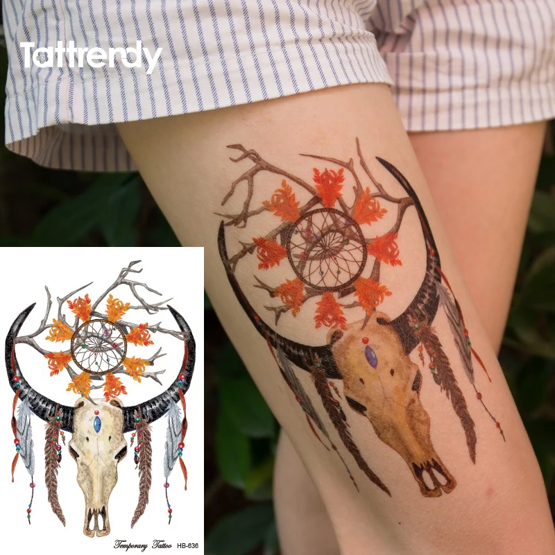 1 Pièce Temporaire Tatouage Dreamcatcher Bracelet Grand Bas