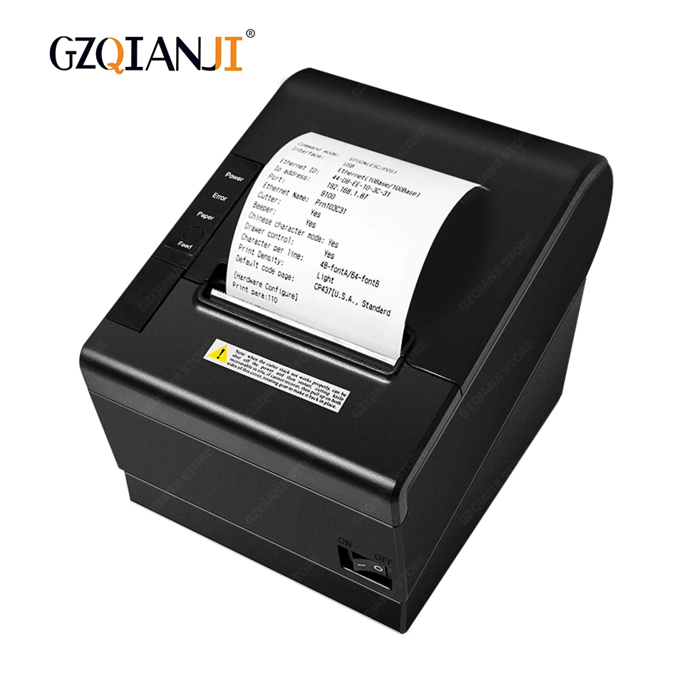 

POS 80mm Thermal Receipt POS Billing Printer Auto Cutter Printer with USB Serial Ethernet Lan Port Windows Driver ESC/POS GZ8005