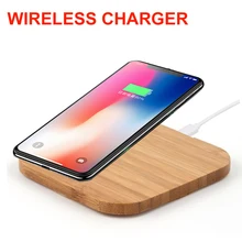 For iPhone 8 Plus X XR Qi Wireless Charger Slim Wood Pad Mat For Samsung S9 S8 S7 S6 Edge Wireless Phone Charging Pad