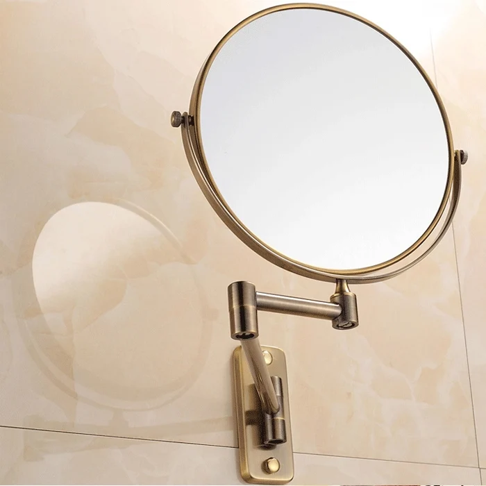 Все Медь зеркало косметическое в сложенном виде гироборд с колесами 8 дюймов Зеркало для ванной комнаты в европейском стиле настенный Телескопический зеркала косметическое зеркало