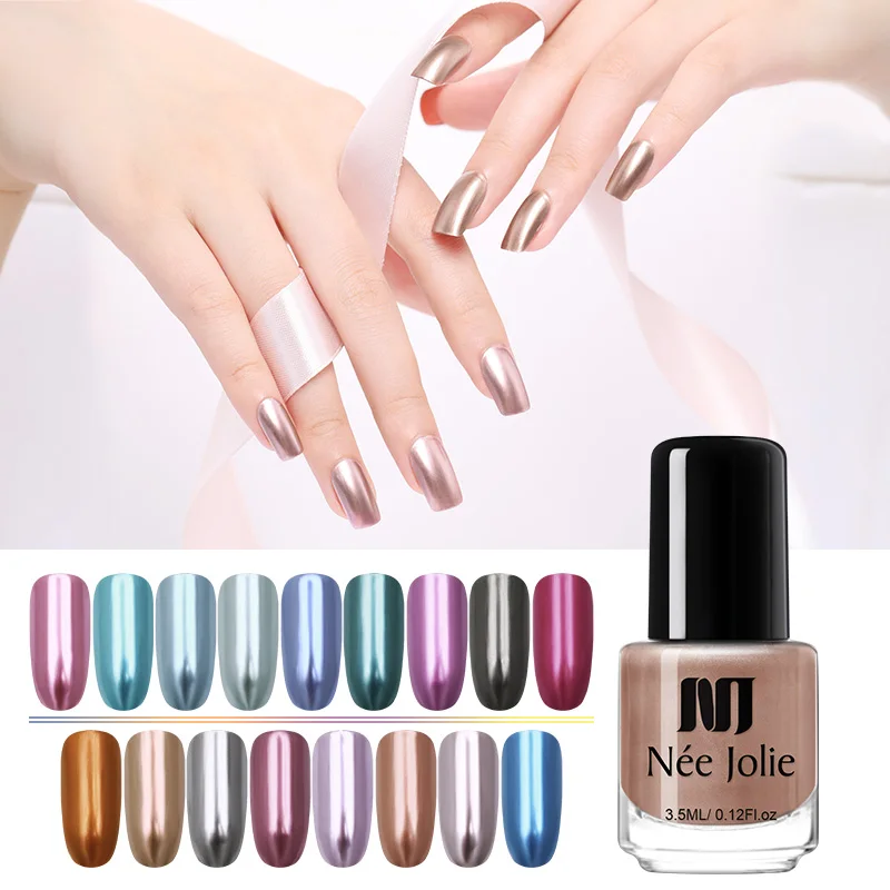 

NEE JOLIE 3.5ml Mirror Nail Polish Gold Sliver Shiny Color Metallic Nail Art Polish Mirror Effect Colorful Nail Art Varnish