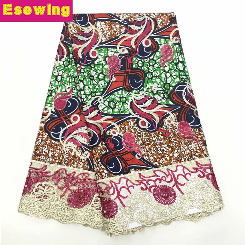 

Esewing African Ankara Wax Lace Fabric With Embroidery And Stone Cotton Wax Fabric For Party Dress Embroidery Cord Lace Fabric