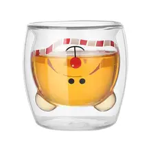 230 мл двухслойная чашка с рисунком медведя из мультфильма инновационная термостойкая стеклянная двухслойная чашка с принтом животных