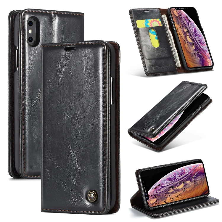 

Classic Oil Wax PU Leather Wallet Holder for iPhone XS/ 6S / 6S Plus / 7 8 Plus X XR XSMAX Case for Samsung S8 S9Plus Note8