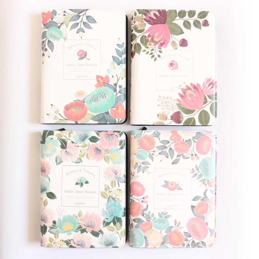 

cute cartoon flower design zipper school spiral notebooks,fine leather person binder planner time agenda WJ-XXWJ387-